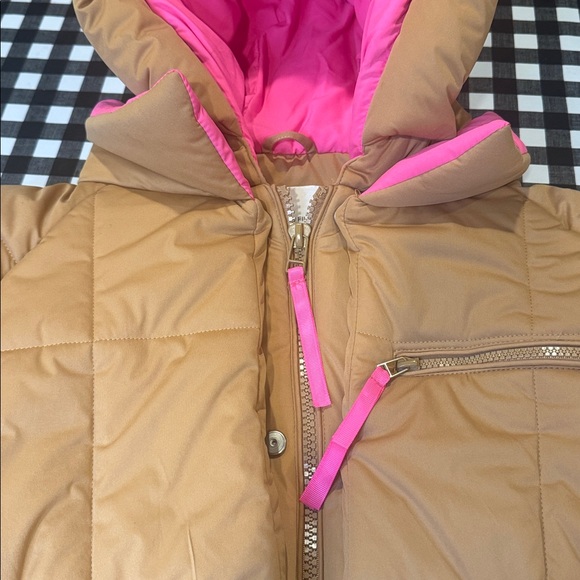 Anthropologie Avec Les Filles Women's Tan and Pink colorblock puffer Jacket -XS - Picture 7 of 12